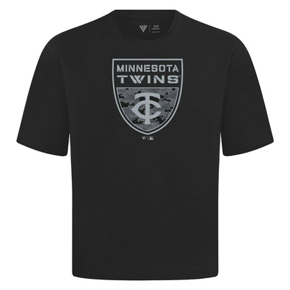 Minnesota Twins Levelwear Oversized Luxe Signature Knit Buckler T-Shirt - Black