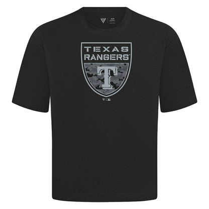 Texas Rangers Levelwear Oversized Luxe Signature Knit Buckler T-Shirt - Black
