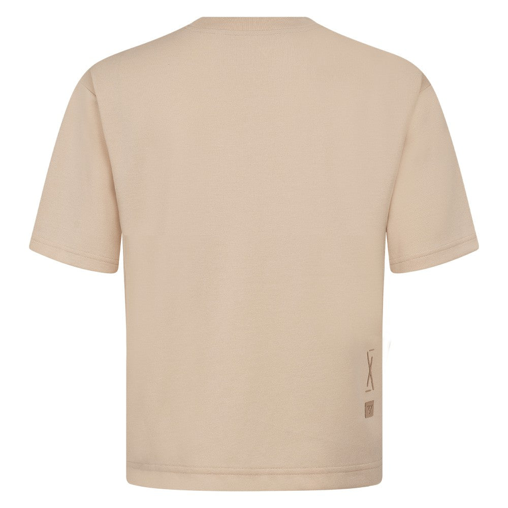 Cincinnati Reds Levelwear Oversized Luxe Signature Knit Buckler T-Shirt - Khaki