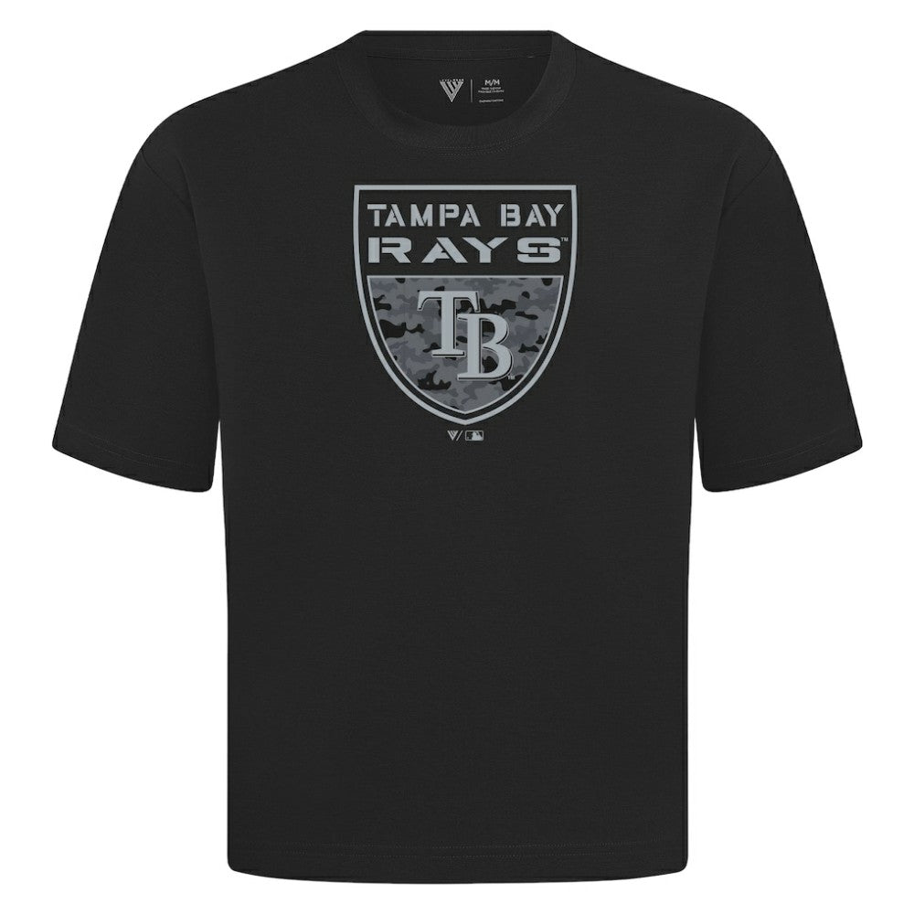 Tampa Bay Rays Levelwear Oversized Luxe Signature Knit Buckler T-Shirt - Black