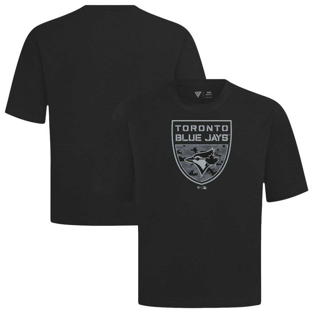 Toronto Blue Jays Levelwear Oversized Luxe Signature Knit Buckler T-Shirt - Black