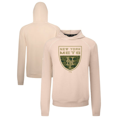New York Mets Levelwear Mandate Buckler Tri-Blend Pullover Hoodie - Khaki
