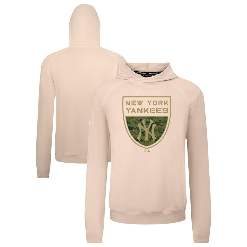 New York Yankees Levelwear Mandate Buckler Tri-Blend Pullover Hoodie - Khaki