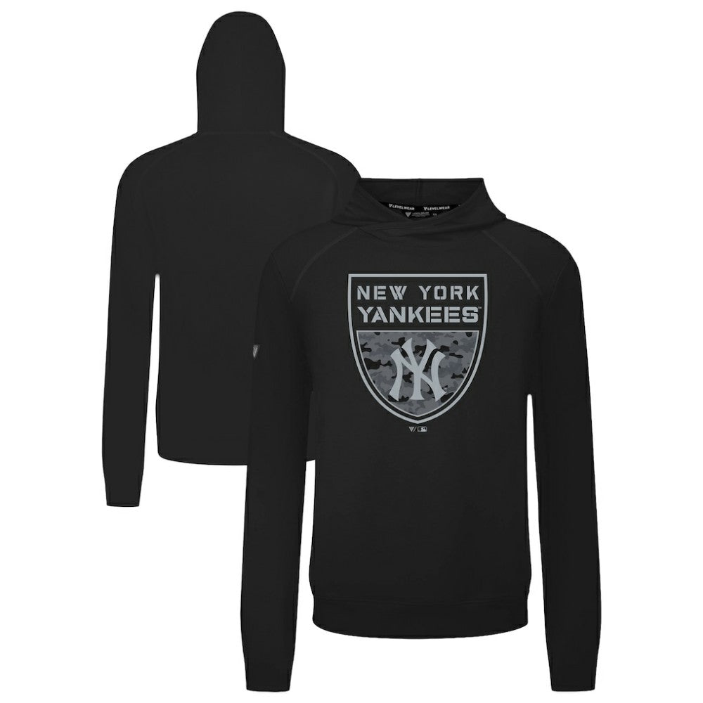 New York Yankees Levelwear Mandate Buckler Tri-Blend Pullover Hoodie - Black