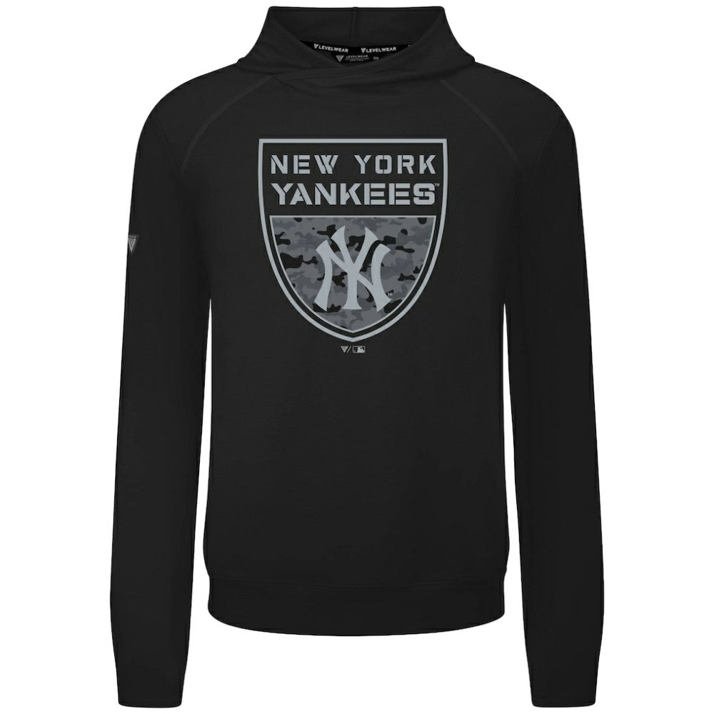 New York Yankees Levelwear Mandate Buckler Tri-Blend Pullover Hoodie - Black