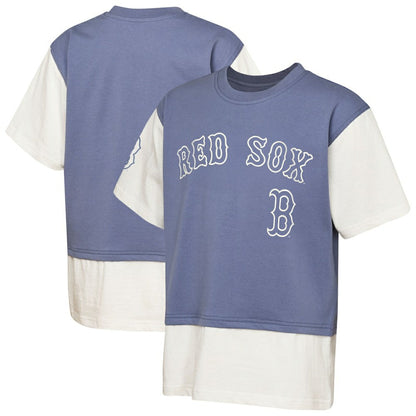 Boston Red Sox Outerstuff Youth Ultimate Pastels Premium Double Run T-Shirt - Navy/Cream