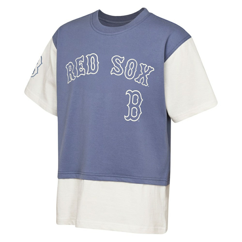 Boston Red Sox Outerstuff Youth Ultimate Pastels Premium Double Run T-Shirt - Navy/Cream