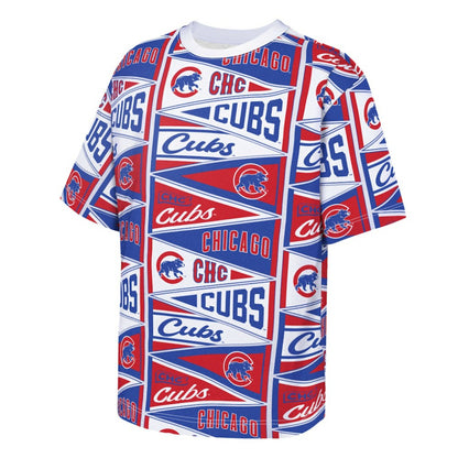 Chicago Cubs Outerstuff Youth All-Over Pennant T-Shirt - Red