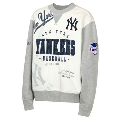 New York Yankees Outerstuff Youth Big League Power Hit Fleece Sweatshirt - Cream/Gray
