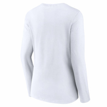 Cincinnati Reds Women's Team Lockup Long Sleeve V-Neck T-Shirt - White