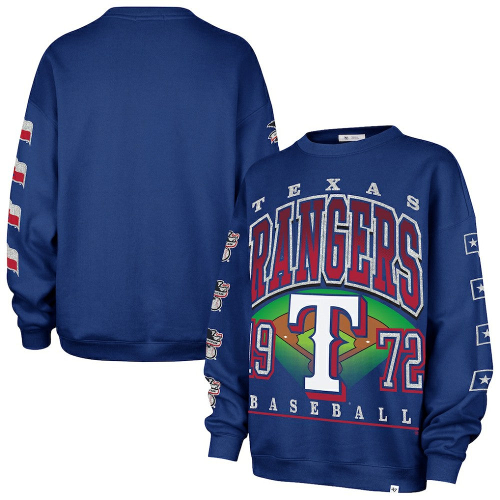 Texas Rangers Women's Trendy Team Go Big Oversized Sweatshirt - Royal | 47 brand