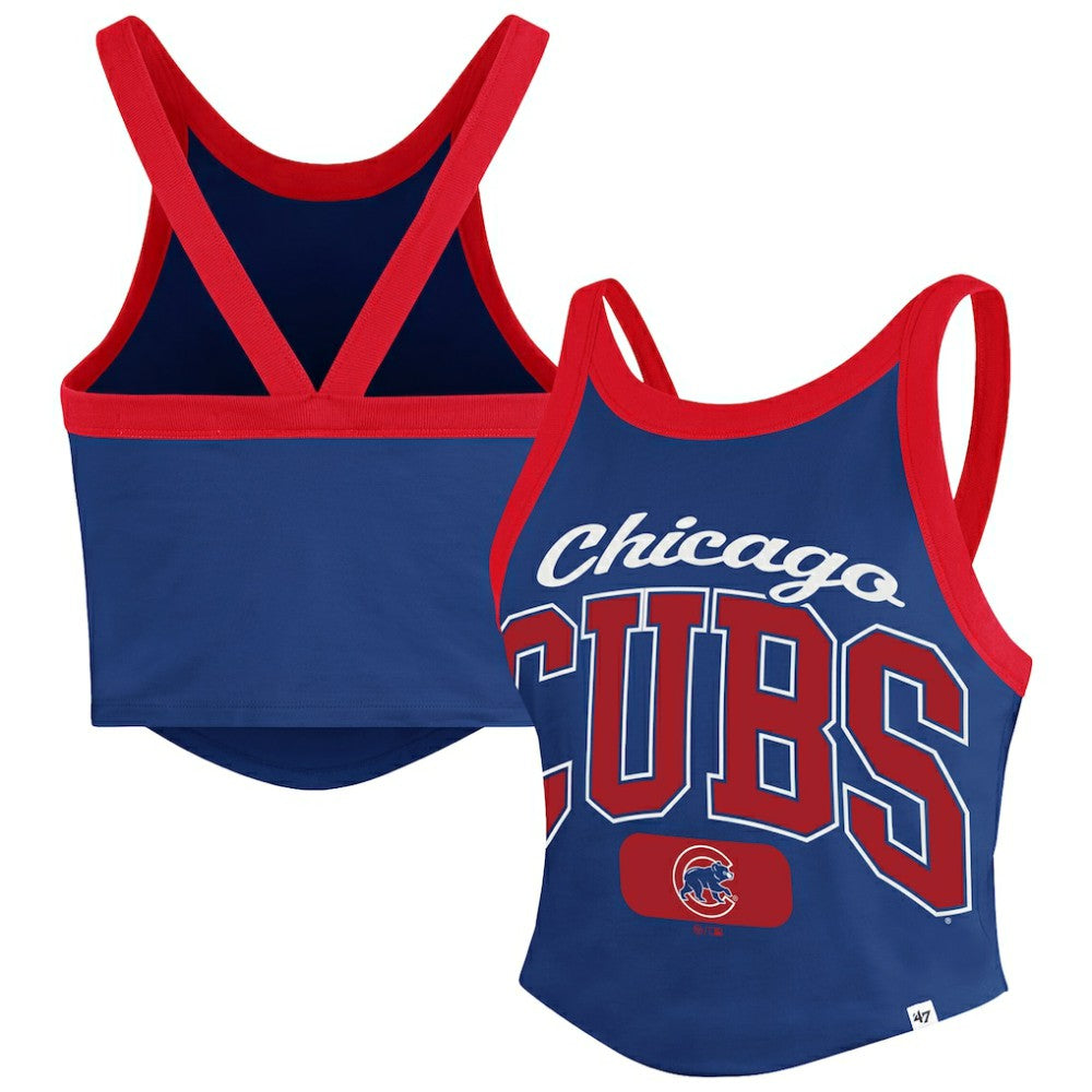 Chicago Cubs Women's Trendy Team Rally Sporty Cropped Racerback Tank Top - Royal | 47 brand