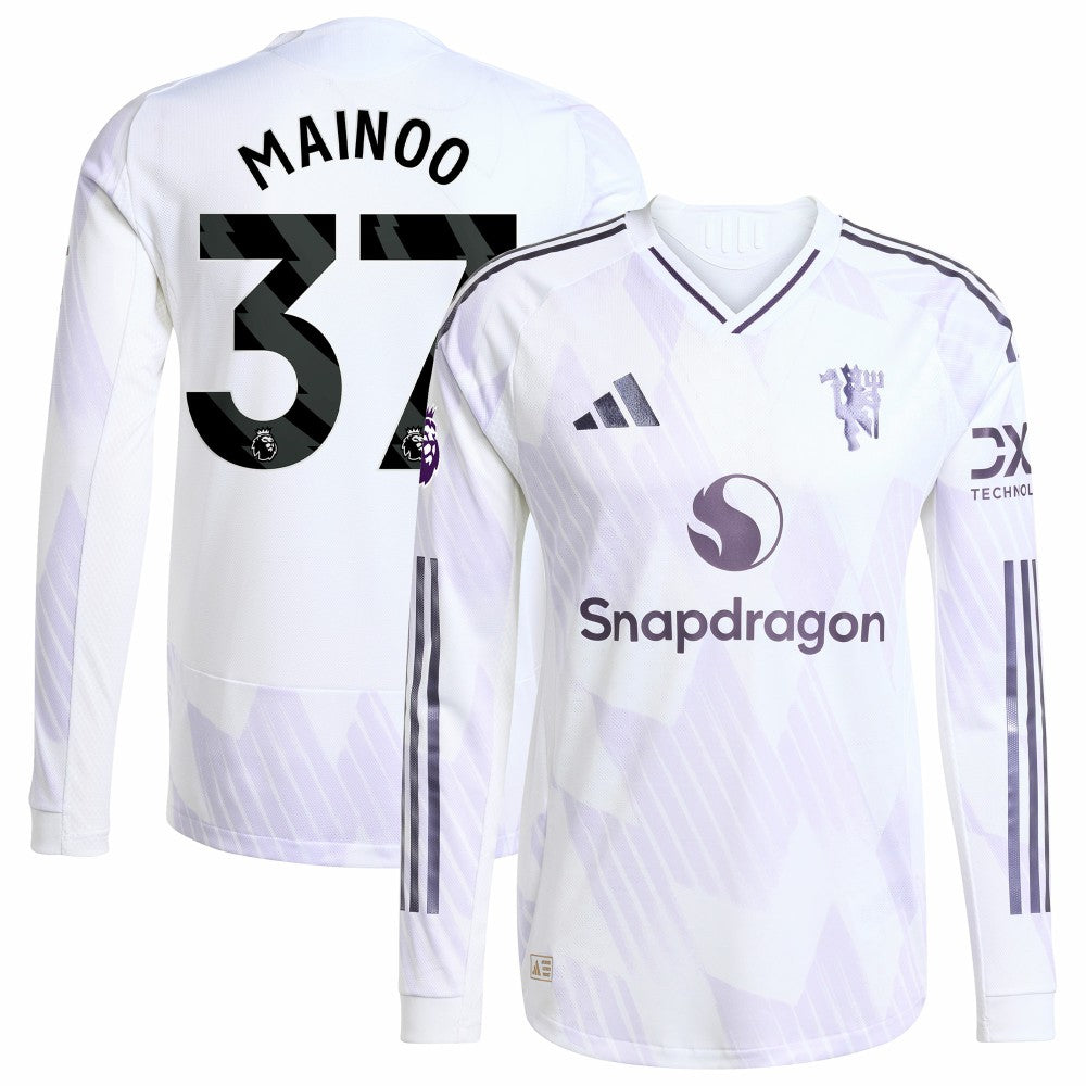 Kobbie Mainoo Manchester United 2025/26 Away Long Sleeve Player Jersey - White | Adidas for sale