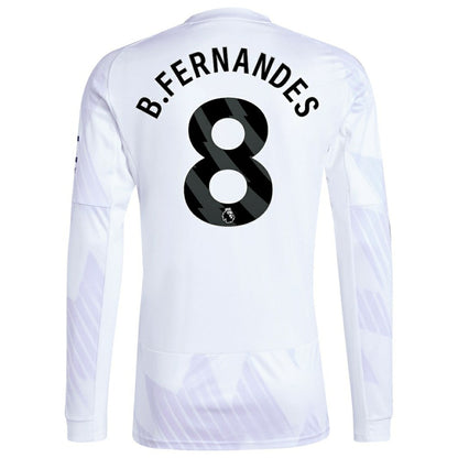 Bruno Fernandes Manchester United 2025/26 Away Replica Long Sleeve Player Jersey - White | Adidas on sale