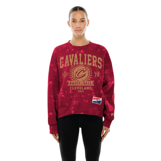 Cleveland Cavaliers Women's Throwback Collection Mineral Wash Crewneck Sweatshirt sale - Wine | New Era cheap