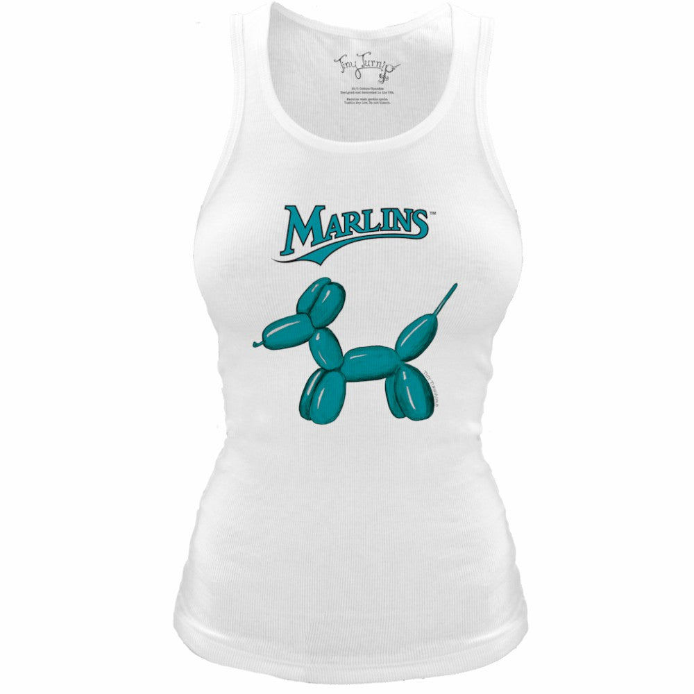 Miami Marlins Tiny Turnip Women's Fitted Balloon Dog Tri-Blend Tank Top - White