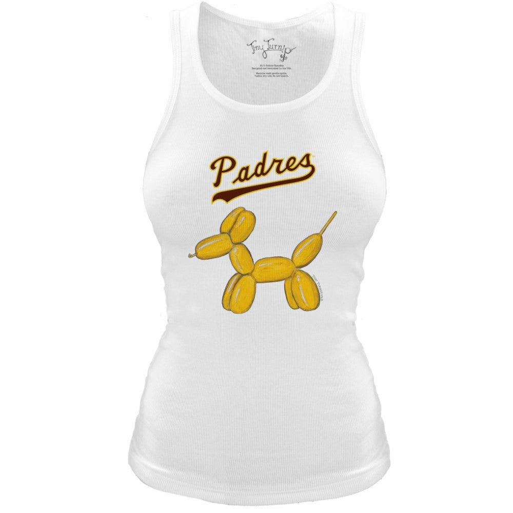 San Diego Padres Tiny Turnip Women's Fitted Balloon Dog Tri-Blend Tank Top - White