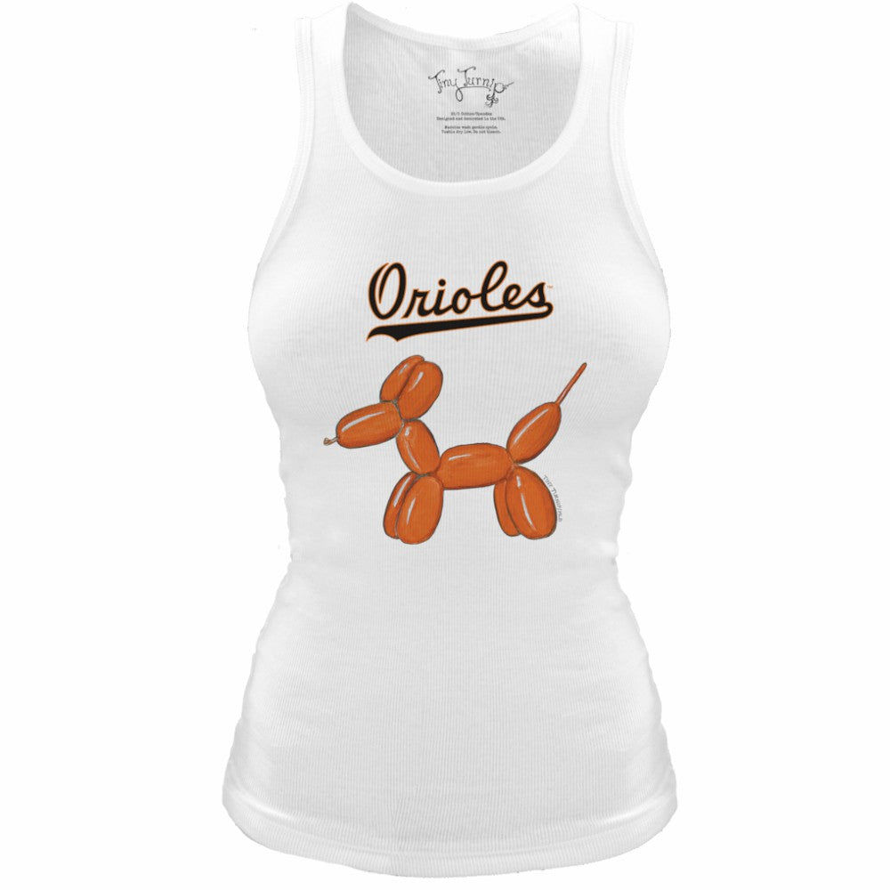 Baltimore Orioles Tiny Turnip Women's Fitted Balloon Dog Tri-Blend Tank Top - White
