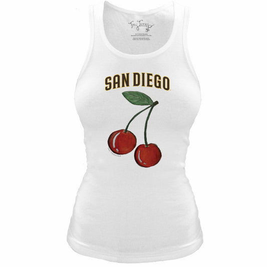 San Diego Padres Tiny Turnip Women's Fitted Cherries Tri-Blend Tank Top - White
