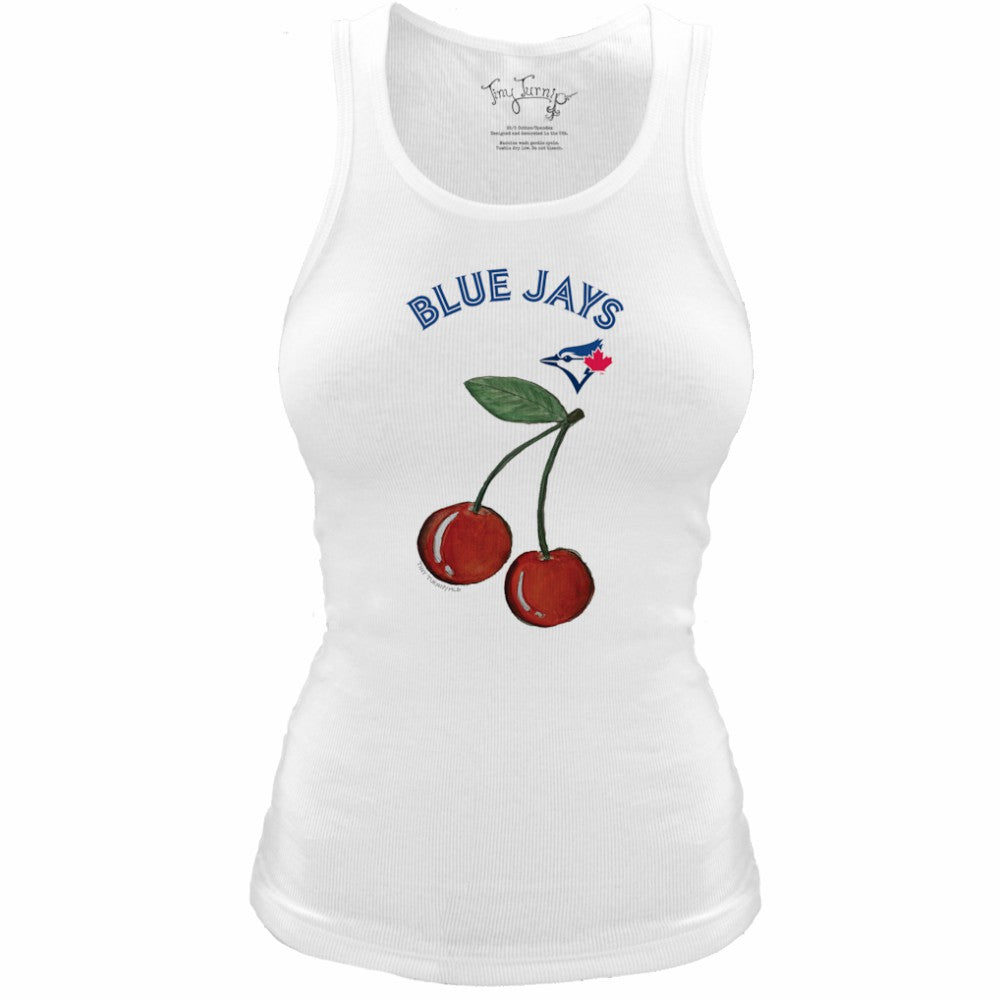 Toronto Blue Jays Tiny Turnip Women's Fitted Cherries Tri-Blend Tank Top - White