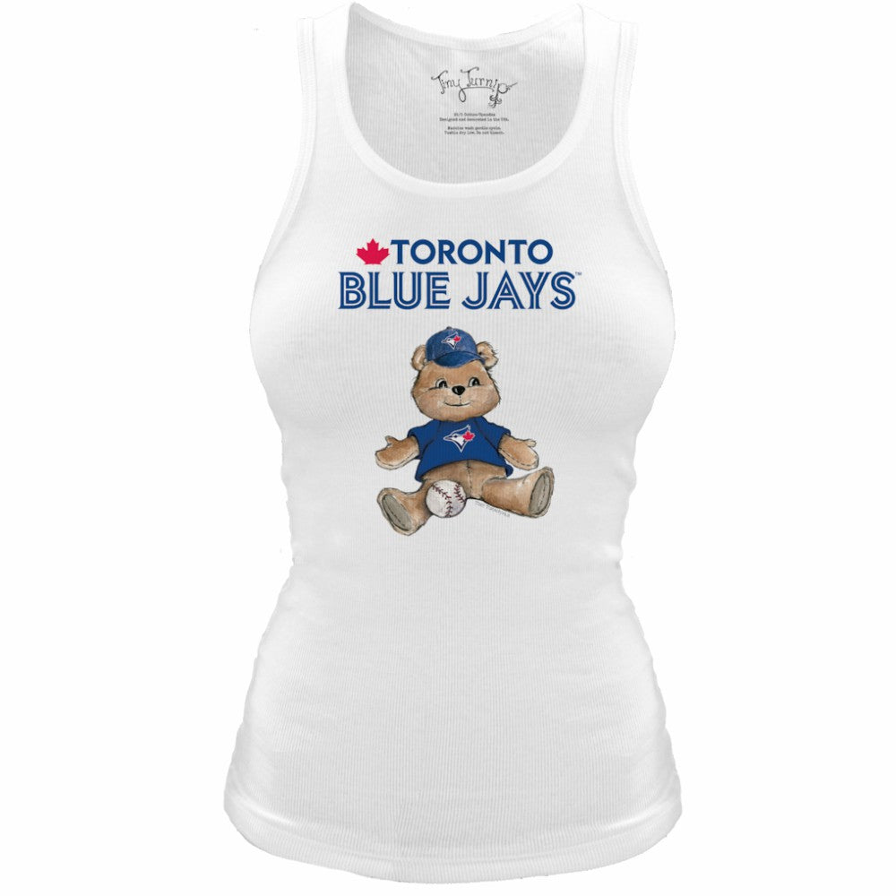 Toronto Blue Jays Tiny Turnip Women's Fitted Teddy Bear Tri-Blend Tank Top - White