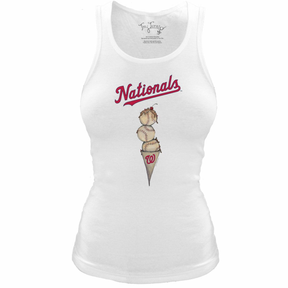 Washington Nationals Tiny Turnip Women's Fitted Triple Scoop Tri-Blend Tank Top - White
