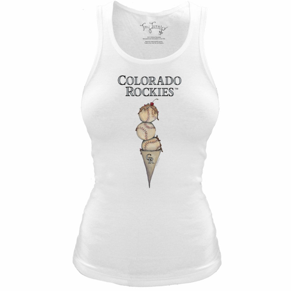 Colorado Rockies Tiny Turnip Women's Fitted Triple Scoop Tri-Blend Tank Top - White