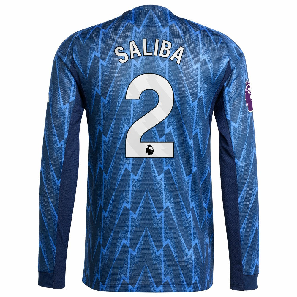 William Saliba Arsenal 2025/26 Away Long Sleeve Player Jersey - Blue | Adidas on sale
