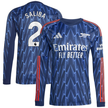 William Saliba Arsenal 2025/26 Away Replica Long Sleeve Player Jersey - Blue | Adidas cheap