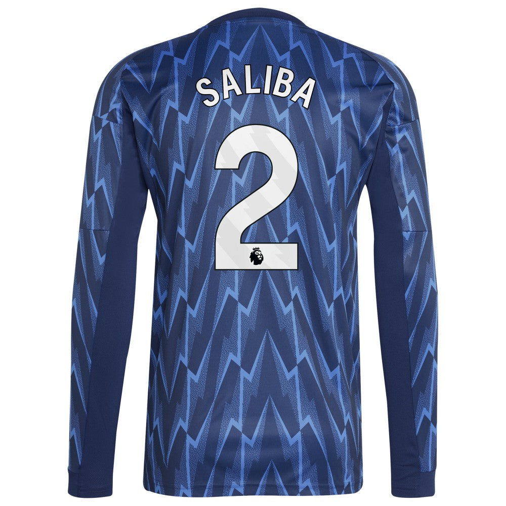 William Saliba Arsenal 2025/26 Away Replica Long Sleeve Player Jersey - Blue | Adidas cheap