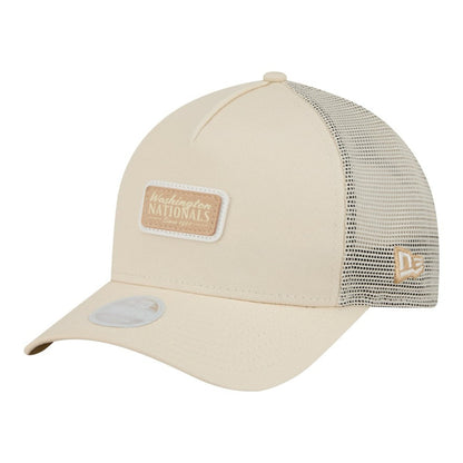 Washington Nationals Women's Tonal Patch 9FORTY M-Crown A-Frame Trucker Adjustable Hat - Light Beige | New Era