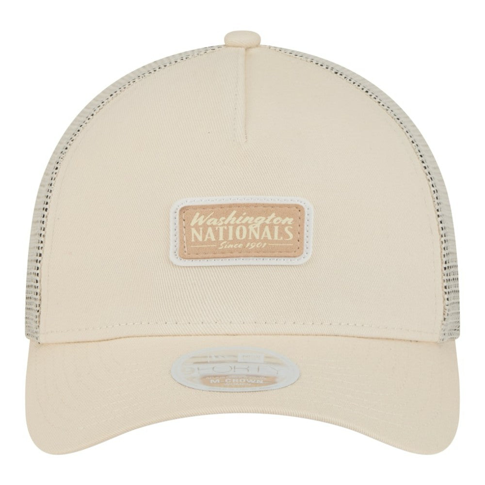 Washington Nationals Women's Tonal Patch 9FORTY M-Crown A-Frame Trucker Adjustable Hat - Light Beige | New Era