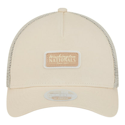 Washington Nationals Women's Tonal Patch 9FORTY M-Crown A-Frame Trucker Adjustable Hat - Light Beige | New Era