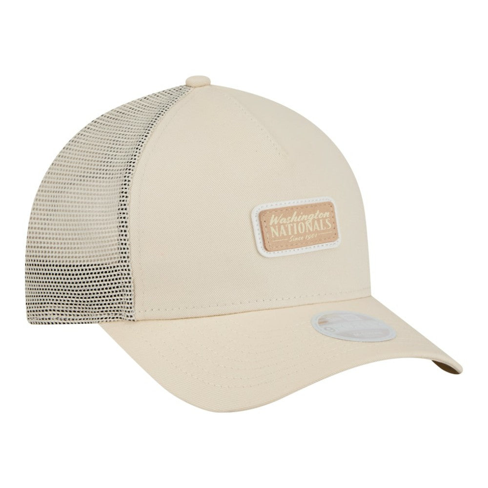 Washington Nationals Women's Tonal Patch 9FORTY M-Crown A-Frame Trucker Adjustable Hat - Light Beige | New Era
