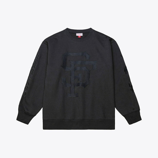 San Francisco Giants Phantom Fleece Crewneck Sweatshirt - Black | Mitchell & Ness