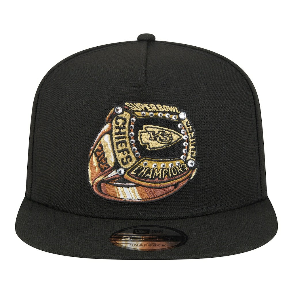 Kansas City Chiefs New Era Super Bowl Ring 9FIFTY A-Frame Adjustable Hat - Black sale