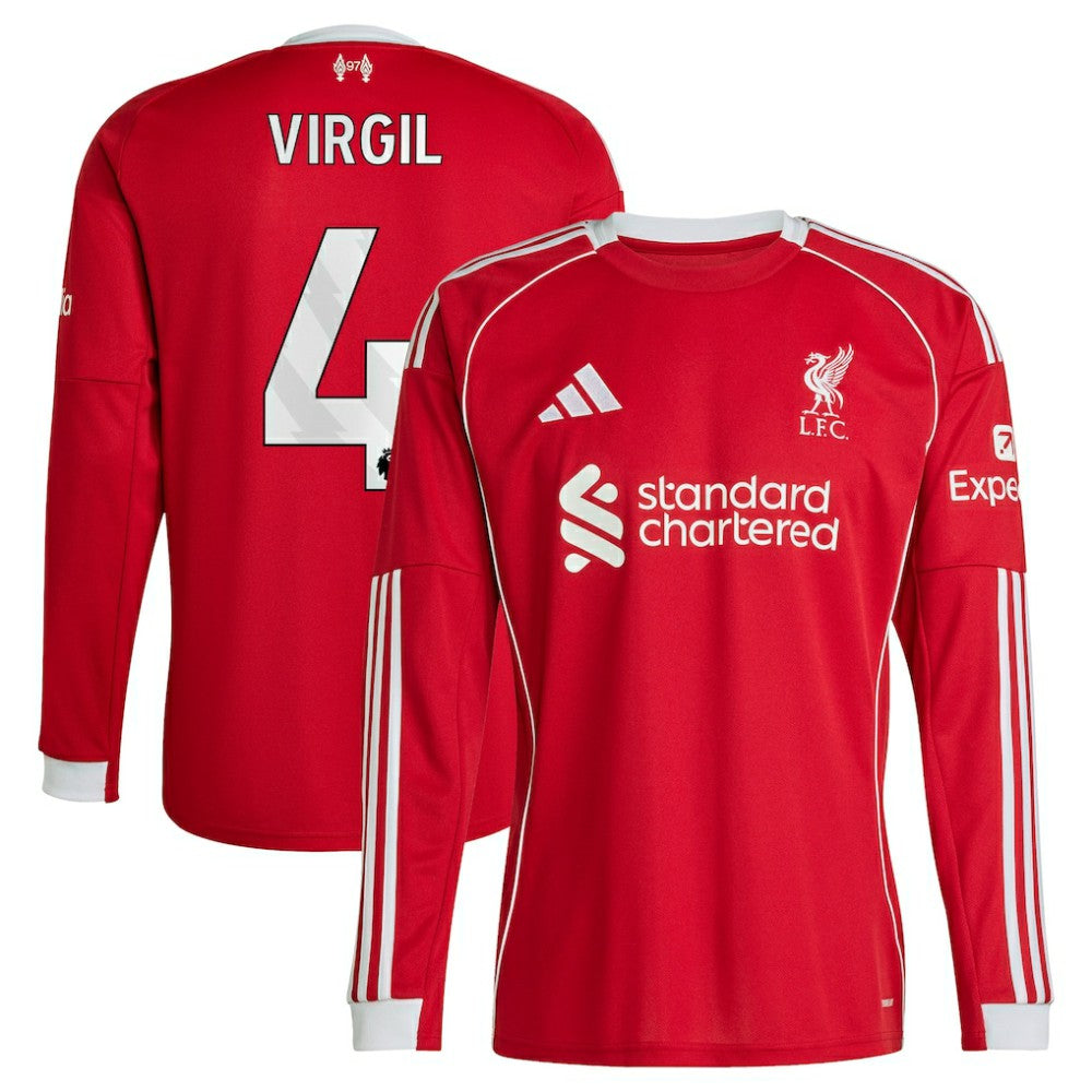 Virgil van Dijk Liverpool 2025/26 Home Replica Long Sleeve Jersey - Red | Adidas shop