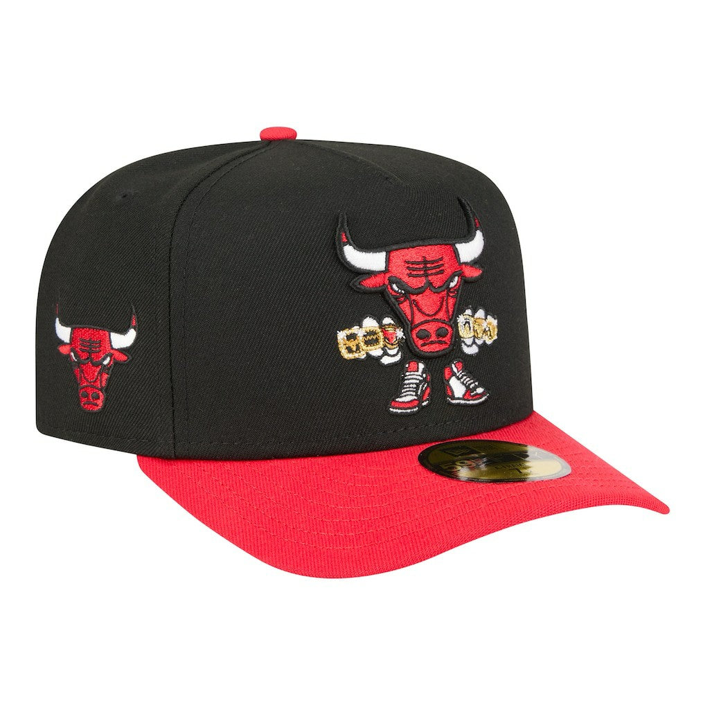 Chicago Bulls Injection Cartoon Logo A-Frame 59FIFTY Fitted Hat - Black | New Era sale