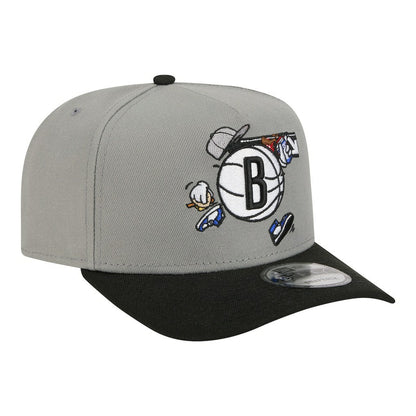 Brooklyn Nets Injection Cartoon Logo A-Frame 9FIFTY Adjustable Hat - Gray | New Era cheap