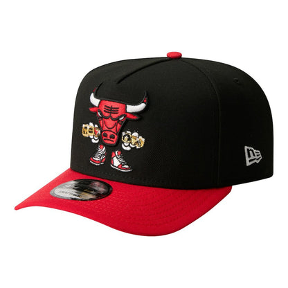 Chicago Bulls Injection Cartoon Logo A-Frame 9FIFTY Adjustable Hat - Black | New Era shop
