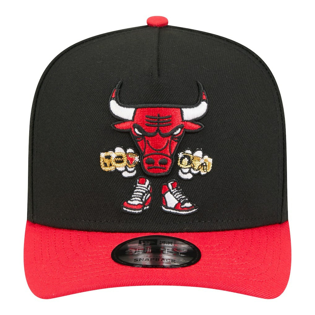 Chicago Bulls Injection Cartoon Logo A-Frame 9FIFTY Adjustable Hat - Black | New Era shop