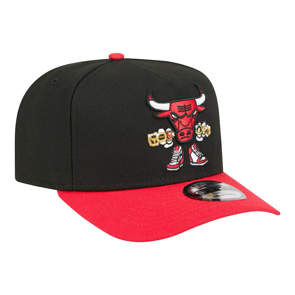 Chicago Bulls Injection Cartoon Logo A-Frame 9FIFTY Adjustable Hat - Black | New Era shop