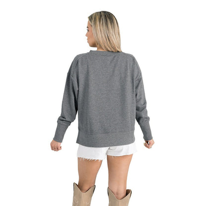 Kansas City Chiefs Gameday Couture Women's French Terry V-Neck Pullover Sweatshirt - Gray for sale