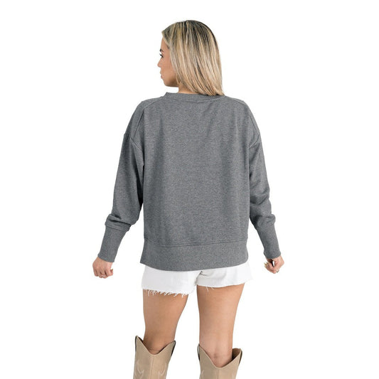 Kansas City Chiefs Gameday Couture Women's French Terry V-Neck Pullover Sweatshirt - Gray for sale