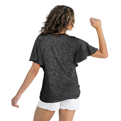 Carolina Panthers Gameday Couture Women's Relaxed Flutter Sleeve T-Shirt - Black for sale