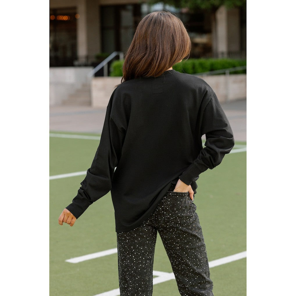 Washington Commanders Gameday Couture Women's Oversized Long Sleeve T-Shirt - Black cheap