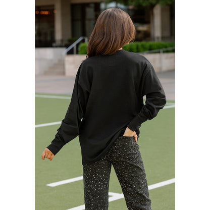 Washington Commanders Gameday Couture Women's Oversized Long Sleeve T-Shirt - Black cheap