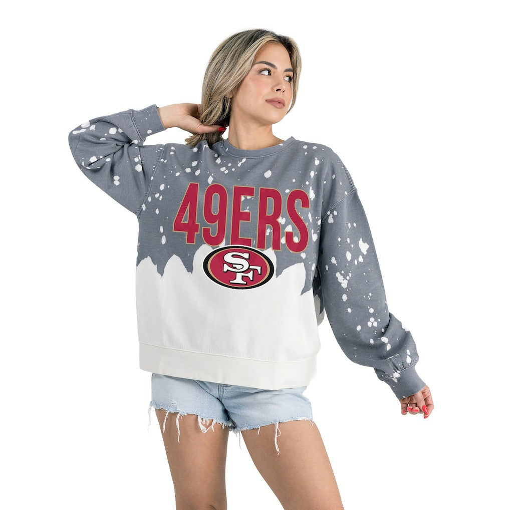 San Francisco 49ers Gameday Couture Women's Oversized Faded Wash Tri-Blend Pullover Sweatshirt - Gray on sale