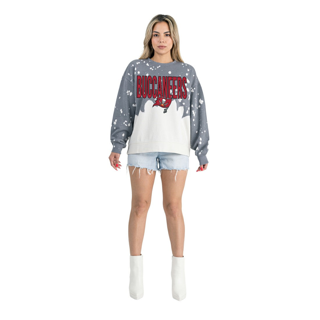 Tampa Bay Buccaneers Gameday Couture Women's Oversized Faded Wash Tri-Blend Pullover Sweatshirt - Gray discount