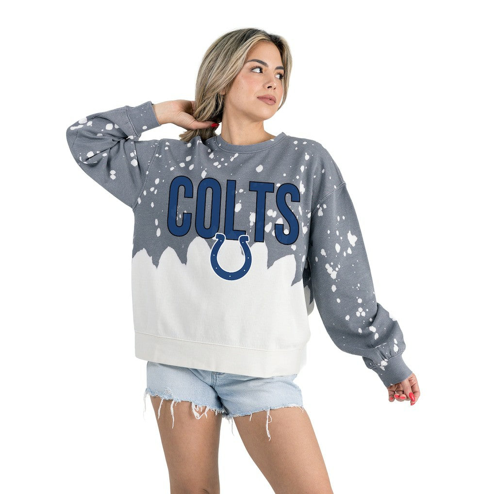 Indianapolis Colts Gameday Couture Women's Oversized Faded Wash Tri-Blend Pullover Sweatshirt - Gray discount